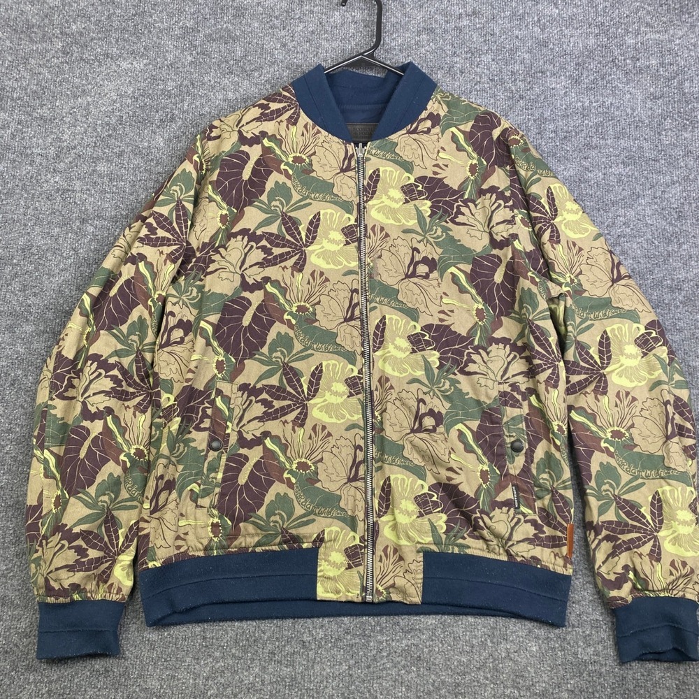 Scotch & Soda Mens Floral Bomber Jacket Khaki Navy Full Zip 171513-23-SSMM-A10 M